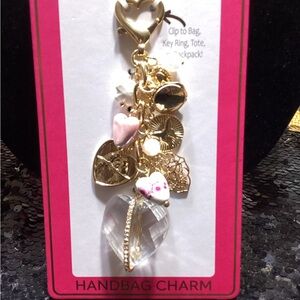 Gold and Pink Heart Key & Card Holder